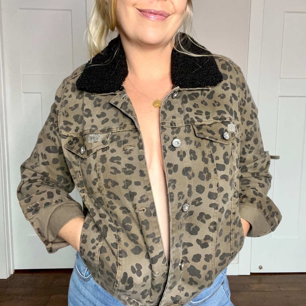 Leopard Print & Faux Fur NWT Army Jacket